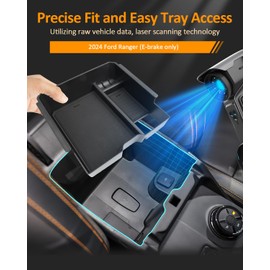 CDEFG para Ford Ranger 2024 - Bandeja organizadora de consola central para Ranger 2024 accesorios guardabrazos caja de almacenamiento para Ranger 2024 XL, XLT, Lariat, Raptor brazo resto organizador