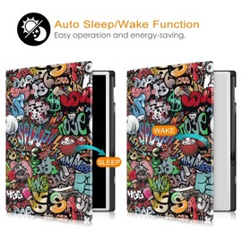 Xuanbeier Case Compatible with Remarkable Paper Pro 11.8" 2024 Released Tablet-Lightweight and Hard Back Shell Protective Book Folio Cover with Built-in Pen Holder,Graffiti