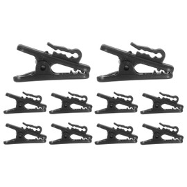 HARFINGTON 10pcs Headphone Wire Clips 0.94" Length Small Headset Cable Clamp Earphone Earplugs Cable Clothing Clip Earpiece Clamp Microphone Cord Hooks for 1.5mm Dia Round Wire, Black