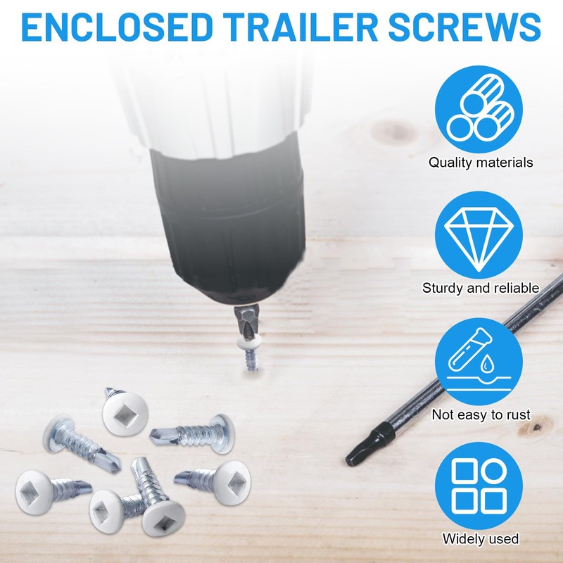 8 x 5/8" RV Square Head Screws White Self Tapping