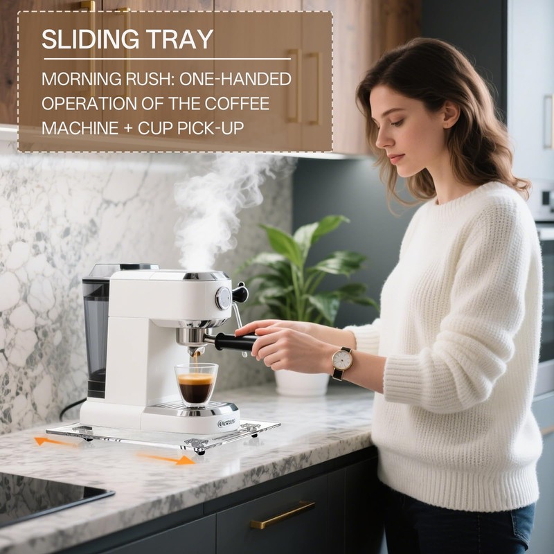 YUNEASELF Sliding Tray for Coffee Maker: Acrylic Appliance Slider with