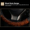 Xukey 38cm /15'' Car Steering Wheel Cover Wood Grain Black