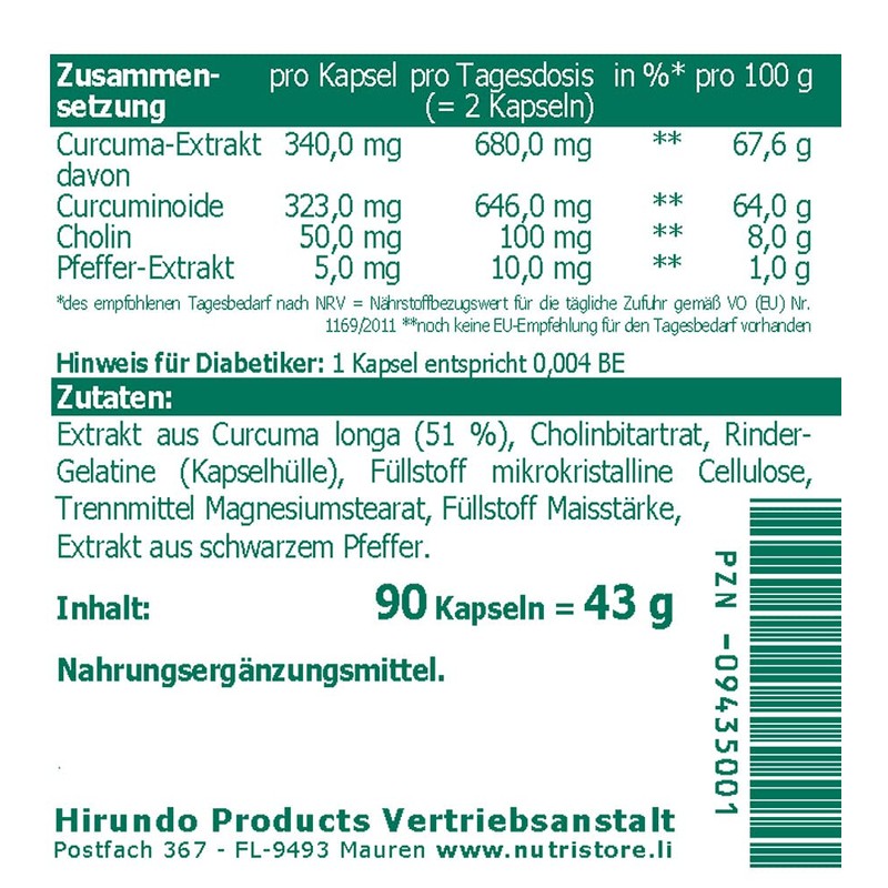 Curcuma 340 mg Extract Capsules Pack of 90 for Healthy
