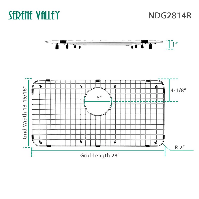 Serene Valley Sink Bottom Grid 28" x 13-15/16", Rear Drain