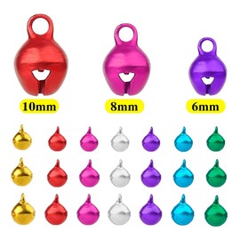 500 Pcs Mini Jingle Bells for Crafts, FUKPO Colourful Small Bells Christmas Bells Decorations, Metal Tiny Bells Gold Silver Red(6mm/8mm/10mm, 6 Colors) for Festival Jewelry Making DIY Pet Collar