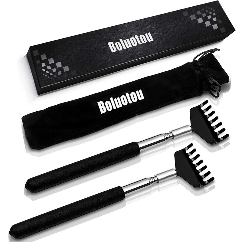 Kuvvfe 2 Pack Portable Extendable Back Scratcher, Stainless Steel Telescoping