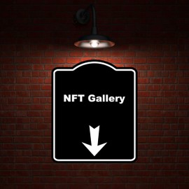 NFT Gallery Black Sign Arrow Down Aluminum Composite Sign 15 x 18 inches