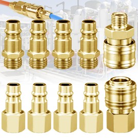 Benaton Pack of 10 Euro Compressed Air Coupling 1/4 Inch BSP Quick Coupling Compressed Air Coupling 1/4 Npt Compressed Air Coupling Air Compressor Fittings Quick Connection with Thread Euro Compressed
