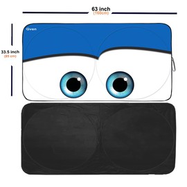 Gven Windshield Sun Shade, 2024 Car Sun Shade for Front Windshield Funny Car Eyes Sunshades Sun Visor Protector Blocks UV Rays Foldable 210T Keep Your Vehicle Cool
