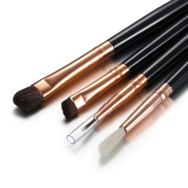 JewelryWe 12 Piece Eye Brush Set Cosmetic Brush Make up Brush Brush Sets with Pouch, White/Black Rose Gold