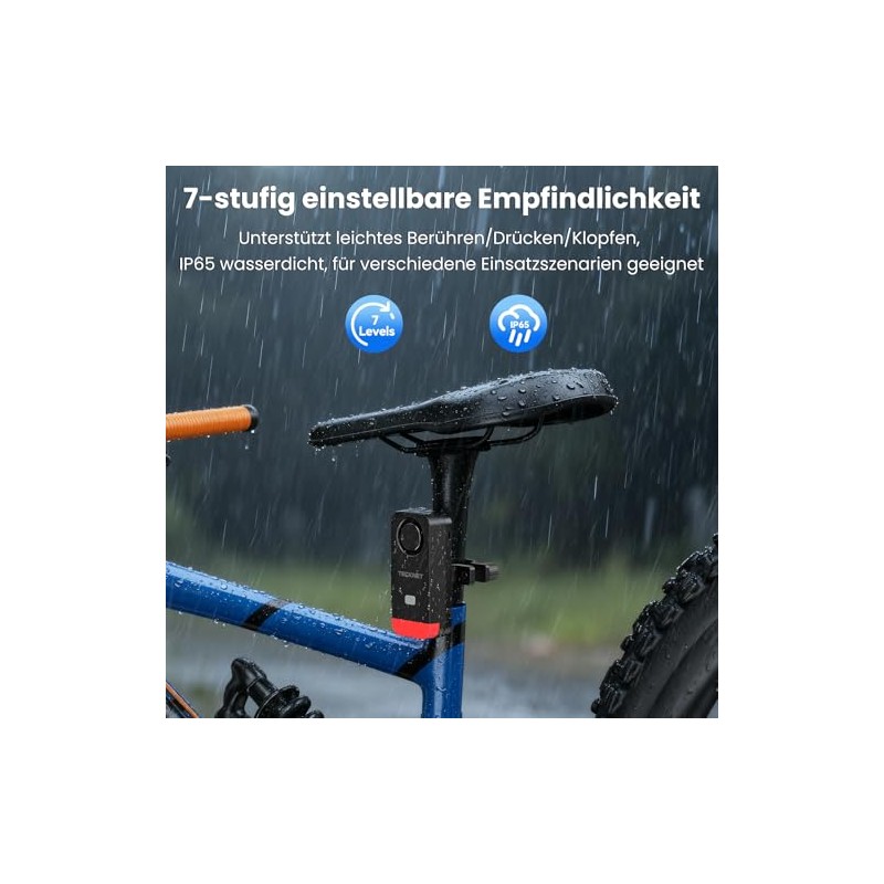 TECKNET Bicycle Alarm System with Remote Control - Waterproof Bicycle