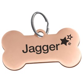Cmart555 Stainless Steel Laser-Engraved Dog ID Tags (Rose Gold, Stars)