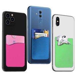 Tek Styz PRO Stick on Wallet Works for mobiado Grand Touch Aston Martin with Room for 3 Cards/ID/Money 3pack (Blue,Green,Pink)