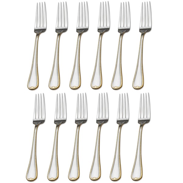 Mikasa Cameo Gold 18/10 Stainless Steel Dinner Fork (Set of