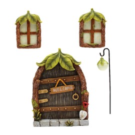 Glow Window Door Decoration for Tree Resin Miniature Garden Lawn Ornament Art Sculpture Outdoor Decoration