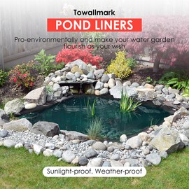 Towallmark 15x20 ft Pond Liner, 20 Mil Thickness, Pliable & Durable LLDEP Material, Easy Cutting & UV Resistant, for Fish or Koi, Features, Waterfall Base, Fountains and Water Gardens