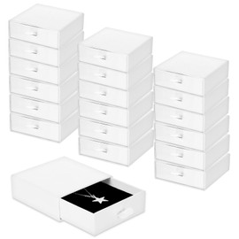 zisiueel 24 Pack Cardboard Jewelry Boxes, 3.54 × 3.54 x 1.26 Inch Jewelry Gift Boxes, Bulk Cotton Filled Small Box with Lids for Necklace Ring Earring Display (White)