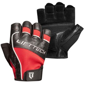 Lift Tech Men's Reflex Weight Lifting Gloves for Men - Workout Gloves for Men Into Weights, Strength Training, Powerlifting - Washable Exercise Gloves for Men - Red & Black,M