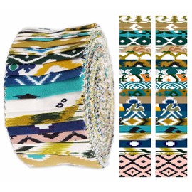 Soimoi 40Pcs Ikat Print Cotton Precut Fabrics for Quilting Craft Strips 2.5x42inches Jelly Roll - Multicolor