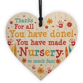 RED OCEAN Leaving Nursery Gift Wooden Heart Thank You Nursery Teacher And Assistant Gift
