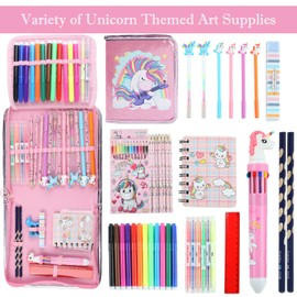Fruit Scented Markers Set 44 Pcs Filled Stationery with Unicorn Pencil Case,Art Supplies for Kids Ages 4-6-8, Perfect Unicorn Gifts For Girls,Assortment Marker Pencil Gel Pen Coloring