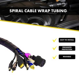 Kable Kontrol Vortex Spiral Cable Wrap - 1/4” Inch 100’ Feet Long - Hose Protector Flexible Polyethylene Wire Conduit Tubing Cable Sleeve Cord Cover to Organize Wires – Black