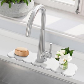 15.7'' Long Size Diatomite Faucet Mat Fast Drying Stone Sink Tray Splash Proof Bathroom Counter Faucet Super Water Absorption