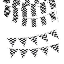 Black and White Checkered Flag,Racing Party Decorations,Checkered Pennant Banner,for Race Themed Decor,Birthday Party Decor.