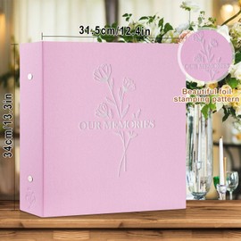 Lanpn Photo Album 4x6 600 Pockets, Large Capacity Linen OUR MEMORIES Hardcover Large Photo Book Photobook that Holds 600 Vertical and horizontal Pictures Pink