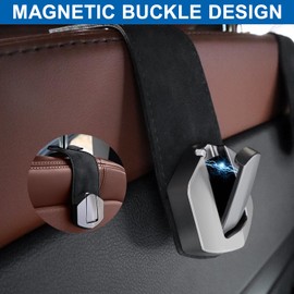 yimoyop 2 Packs Suede Car Seat Back Hook with Alloy Metal Flexible Storage Hooks for Headrest Hanging Hook for Purse and Bags Holder Auto Interior Accessories