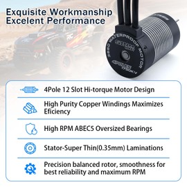 Surpass 3660 1750kv brushless Motor 4 Pole for 1/10 RC Car Big feet