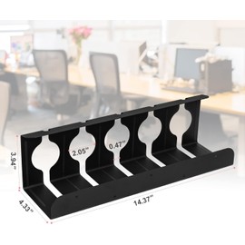 Under Desk Cable Management Tray, 2 Pack U-Channel Home & Office Standing Under Desk Storage, Screw Installation Cord Organizer Sturdy Steel, Black Sandblasting Cable Tray for Computer Wire Hider