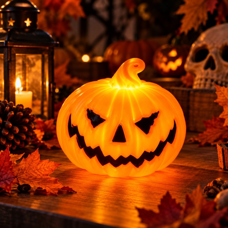Halloween Pumpkin Lantern for Party Decor – Ghost Face Candle