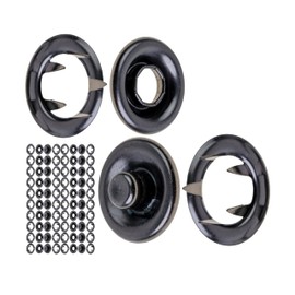 Sewing-Free snap Fastener Set, Ø 12 mm Outside, 20 Pairs, in Silver-Black, Made of Brass, kit Without Pliers, snap Fastener for Clothing, handicrafts, DIY Serrated Ring Button