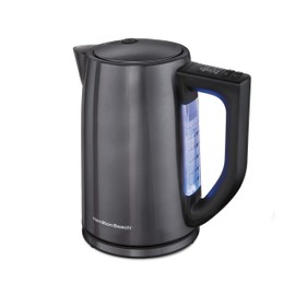 Hamilton Beach Temperature Control Electric Tea Kettle, Water Boiler & Heater, 1.7L, Cordless, LED Indicator, Auto-Shutoff, Keep Warm & Boil-Dry Protection, Black Stainless Steel (41027)