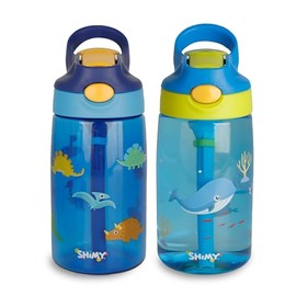 SHIMY Termos para Agua de Niños (2 Piezas de 500 ml c/u), con Tapa a Prueba de Fugas, Popote y Boquilla de Silicón, Vasos para Niños Fabricados con Tritán Resistente Libre de BPA, Ideal para Lonchera
