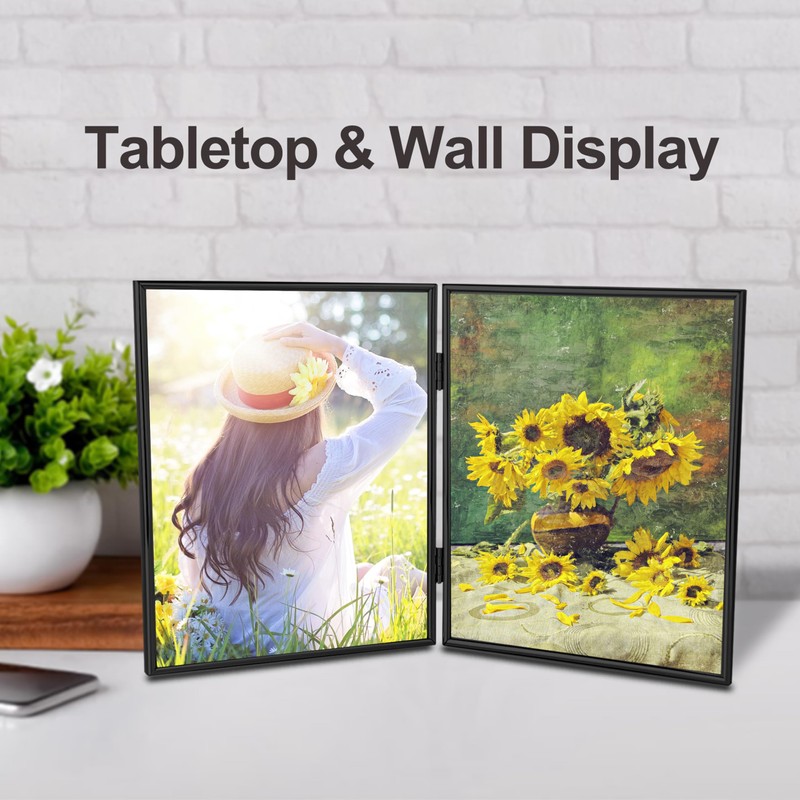 HIKWADERY 8x10 Picture Frame Double Hinged Folding, Elegant Thin Edge