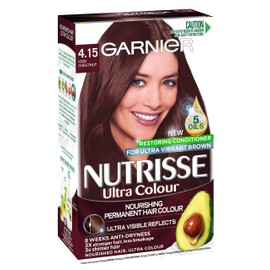 Garnier Nutrisse Permanent Hair Colour, 4.15 Iced Chestnut Mohogany Ash Brown