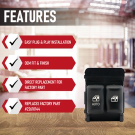 Master Power Window Switch – Conductor puerta lateral – para chevy Cavalier 2000, 2001, 2002, 2003, 2004 – Auto Window Switch – sustituye a # 22610144 – 2003 Chevy Cavalier ventana interruptor y más