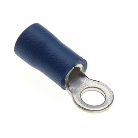 Ring Crimp Terminals - Pack of 100, Blue, 3.7mm, 30A, 16-14 AWG - Heat Shrink Connectors, Tinned Copper