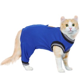 PUMYPOREITY Cat Body Suit to Stop Licking, Cat Recovery Suit Large Post Surgery Cat Suit Cat Recovery Suit Back Legs Cat Spay Recovery Suit Female Cat Leg Wound Protector(Royal blue, XL)