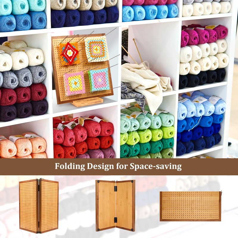 15.5" Foldable Crochet Blocking Board with 35 Stainless Steel Pegs