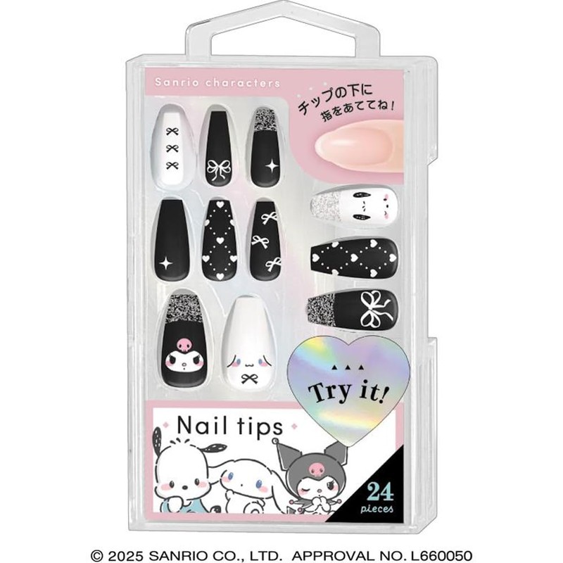 Nail Tip Sanrio Characters Ribbon BK