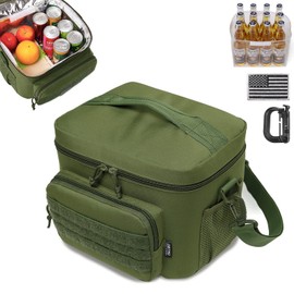 DBTAC Tactical Lunch Bag for Men Women, 12 Cans Insulated Lunch Box for Adult | 9L Leakproof Lunch Cooler Tote for Work Office Outdoor Travel | Soft Easy To Clean Liner x2, OD Green