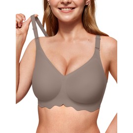 Vertvie Bras for Women - Wireless Bra with Support Seamless No Underwire Push Up Full Coverage Comfortable Everyday Bralettes(Small,Grey)
