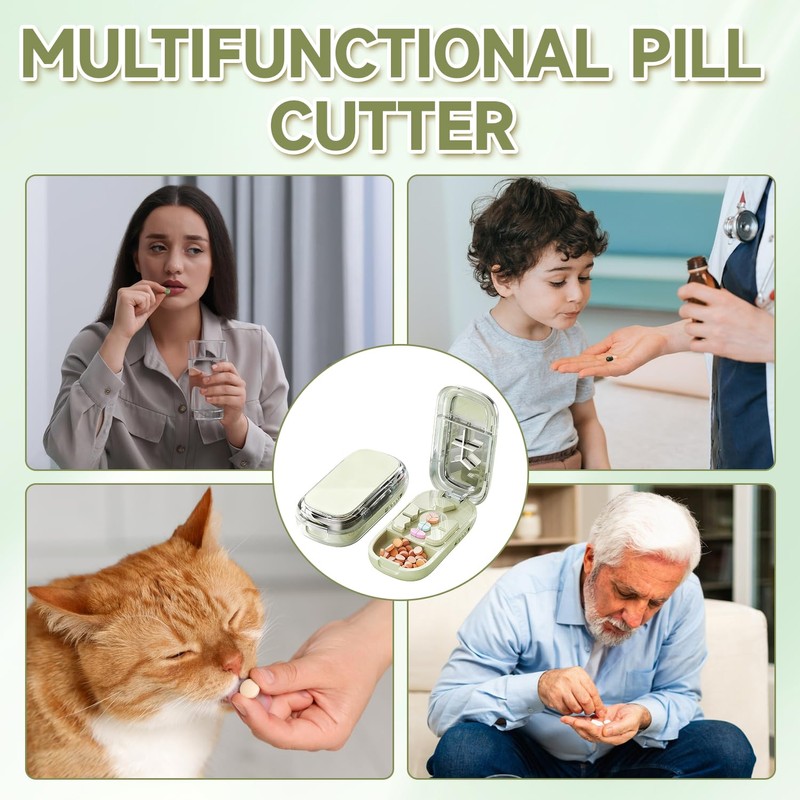Portable 3-in-1 Pill Divider for Small Tablets, Adjustable Tablet Cutter