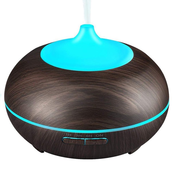 Aromatherapy Essential Oil Diffuser, JoySusie 300ml Wood Grain Ultrasonic Cool Mist Whisper-Quiet Humidifier with Color LED Lights Changing & 4 Timer Settings, Waterless Auto Shut-Off for Spa Baby