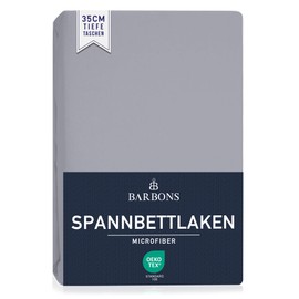 Fitted Sheet 180 x 200 cm - Brushed Polyester Microfibre 35 cm Deep Pocket Fitted Sheet Oeko-Tex Certified Bed Sheet Jersey Duvet Cover for Box Spring Bed Thick Mattresses - Light Grey 180 x 200 cm