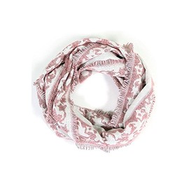ScarvesMe Multi Pattern Infinity Scarf with Fringe Edge (Pink)