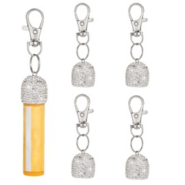 Veseek 4pcs Lip Balm Cap Keychian Portable Lip Balm Lid Holder Cute Key Chain Accessories Charms for Women (Silver)